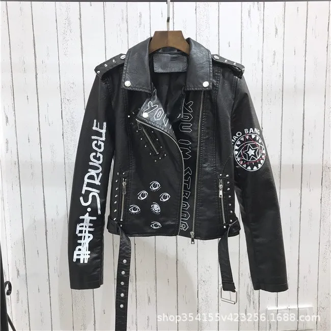 女性のための柔らかい合成皮革のオートバイのジャケット,冬のコート,黒のパンク,ゴシック,バイカーアクセサリー,ポケット付き