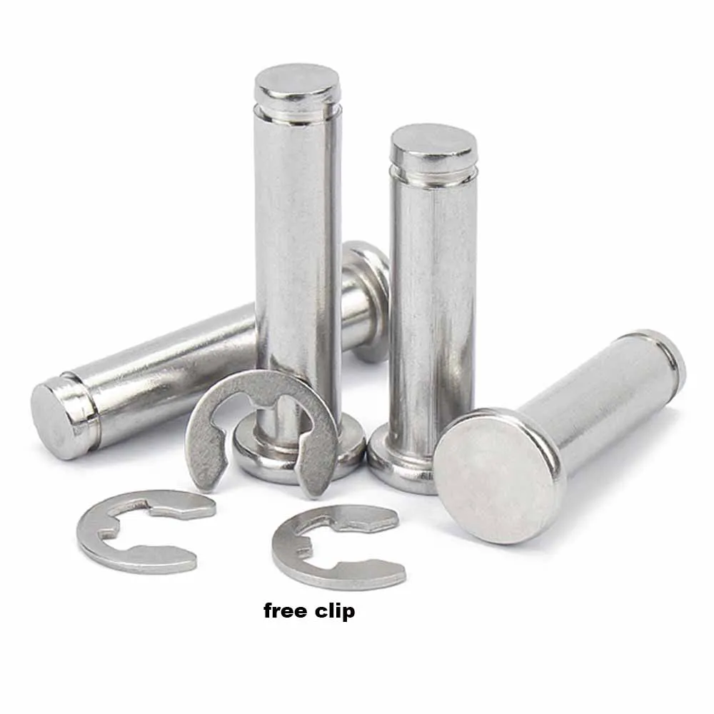 1/5pc M3 M4 M5 M6 M8 M10 M12 A2 rodamiento de cabeza plana de acero inoxidable eje de posicionamiento cilíndrico pasador de rodillo con anillo de eje