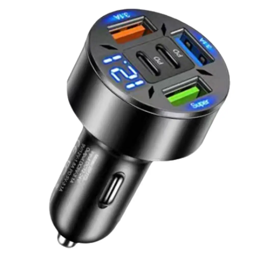 Новое цифровое автомобильное зарядное устройство 2PD + 3 USB, 5 портов, быстрая зарядка PD QC3.0 USB C, автомобильное зарядное устройство для телефона, адаптер для Samsung