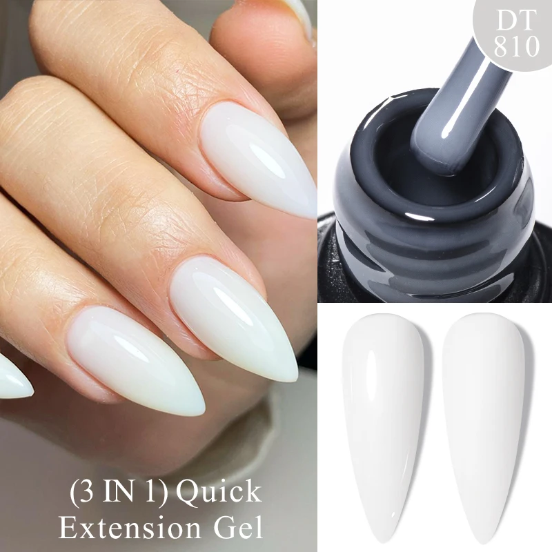 MEET ACROSS 퀵 익스텐션 젤 네일 광택제 글리터 핑크 골드 퍼플 유백색 UV 젤, 손톱 연장 바니시, 7ml