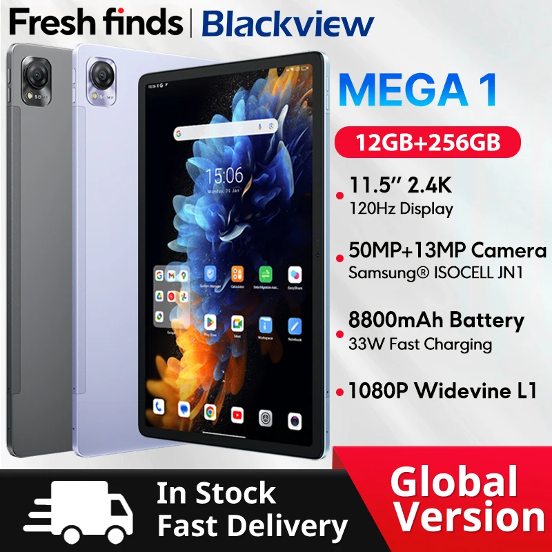 【Estreia mundial】Blackview MEGA 1 Tablet 11,5 polegadas 2.4K 120Hz Display 12GB 256GB 8800mAh 50MP + 13MP Câmera 33W Almofada de carregamento rápido
