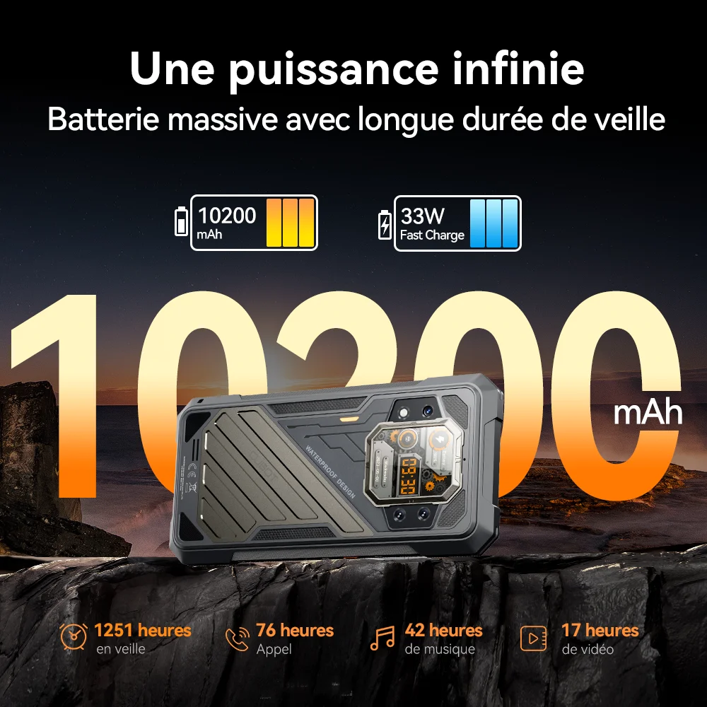 CUBOT KINGKONG X, Smartphones 5G, 32 Go de RAM (16 Go + 16 Go étendu), 256/512 Go de ROM, 10200 mAh, écran 6,583 pouces 120 Hz, appareil photo 100 MP, téléphone (Expédition depuis l'entrepôt européen, Livré en 7 jours)
