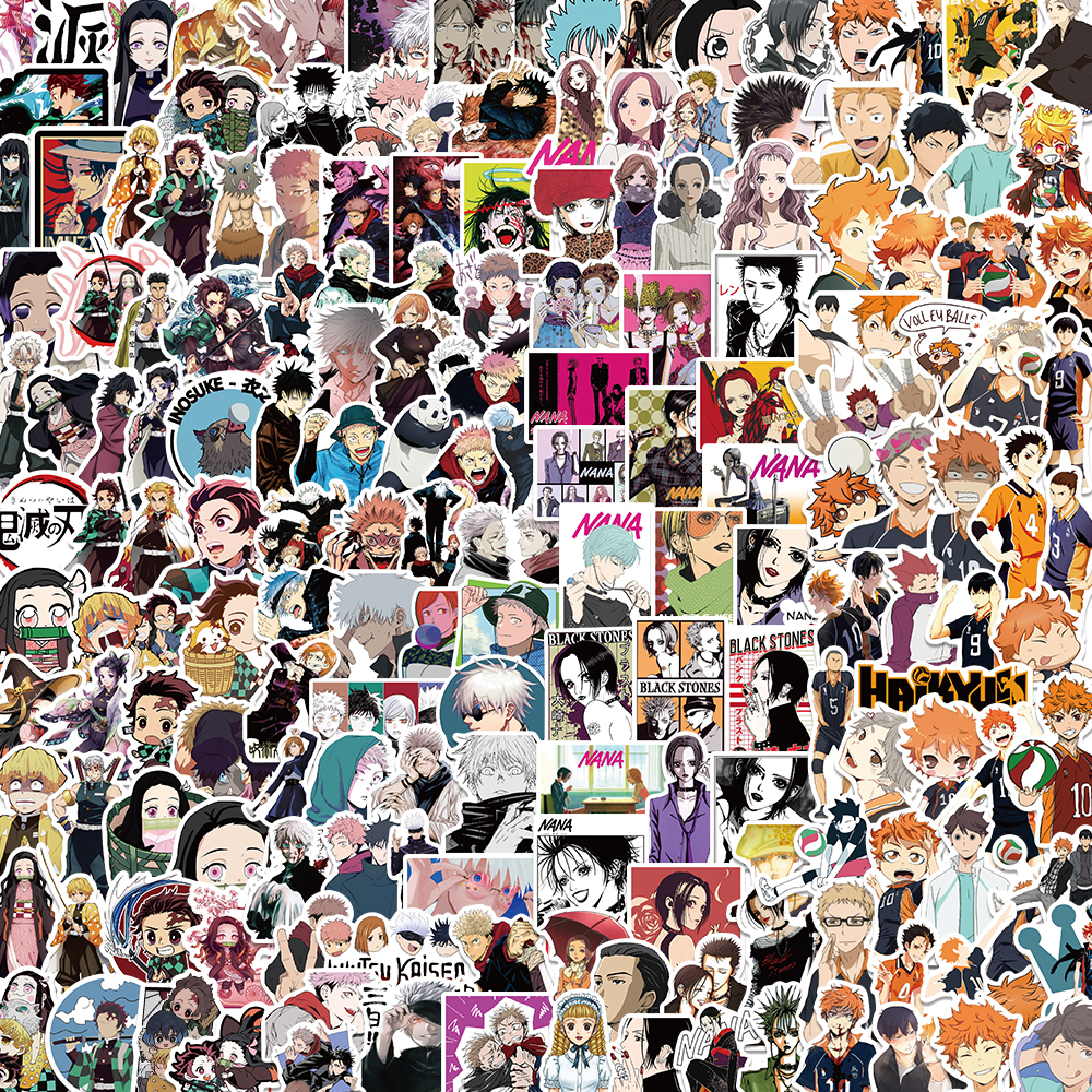 Anime Jujutsu Kaisen Demon Slayer Haikyuu!! Pegatinas NANA, calcomanías geniales de dibujos animados para niños, portátil, equipaje, monopatín, pegatinas de guitarra
