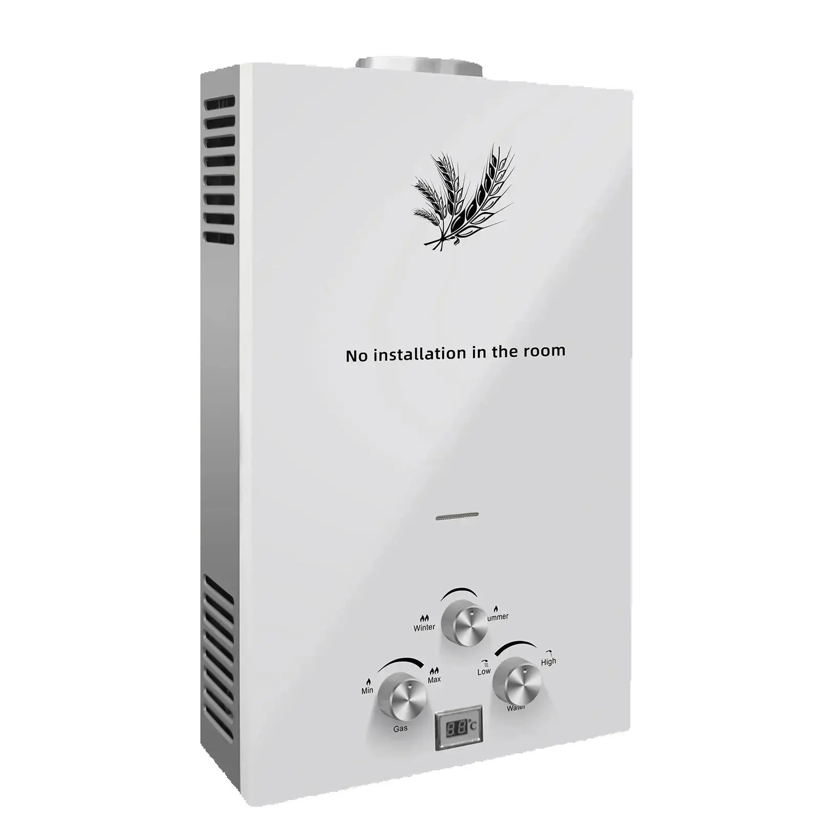 Podgrzewacz wody na LPG SIHAO 6L 8L 10L 12L 16L 18L, gazowy podgrzewacz wody, bojler, biały, bez zbiornikowy, stalowy, wyświetlacz LED, do użytku na zewnątrz, na kemping