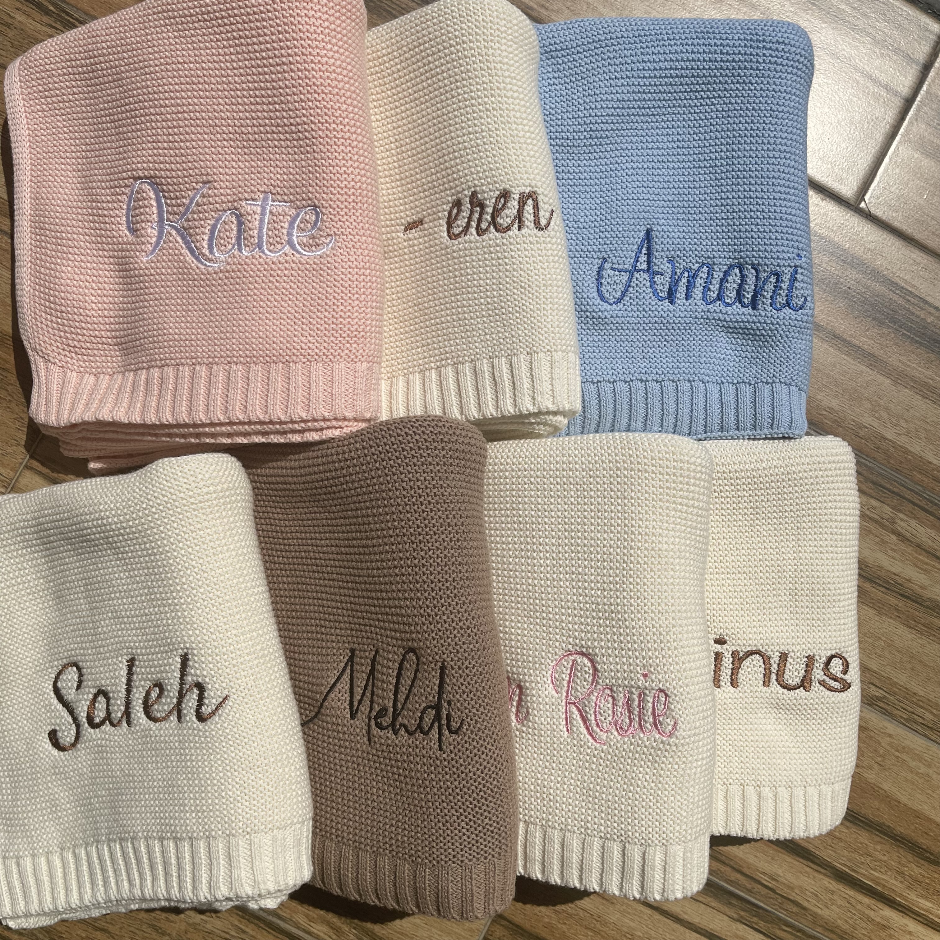 Manta bordada con nombre personalizado para bebé, manta para cochecito, regalo para recién nacido, punto de algodón suave y transpirable, regalo para Baby Shower