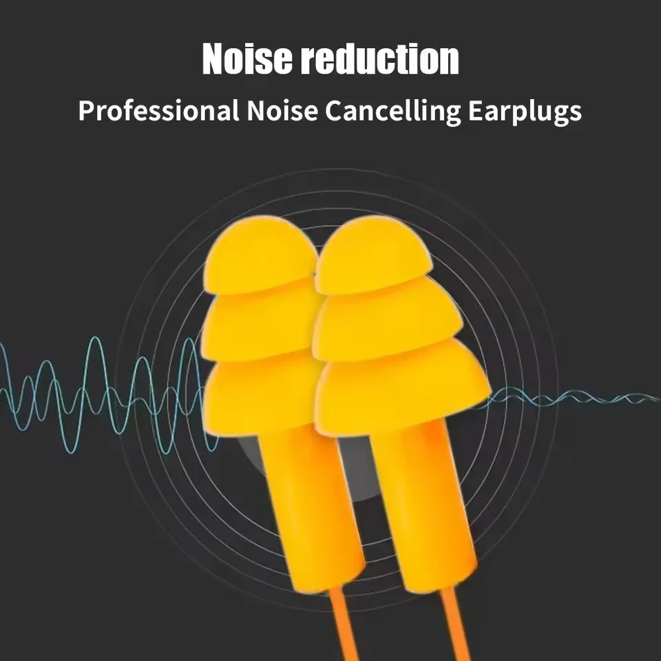 1-10Pairs Silicone Ear Plugs Noise Reduction Waterproof Earplugs with Cord Reusable Corded Earbuds for Swimming Sleeping Working