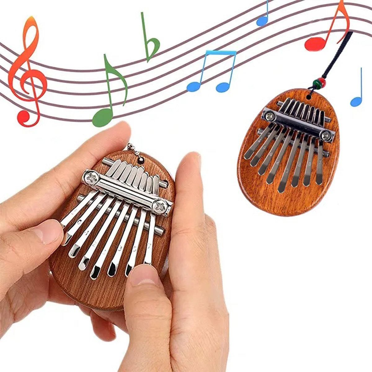 8 teclas mini kalimba de madeira de alta qualidade requintado dedo polegar piano marimba musical bom acessório pingente presente