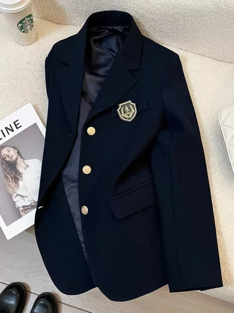 Neue Frühjahr Preppy Alle Spiel Anzug Mantel Bf Lose Einfarbig Revers Casual Tasten Oberbekleidung Japanische Uniform Frauen Blazer Jacke