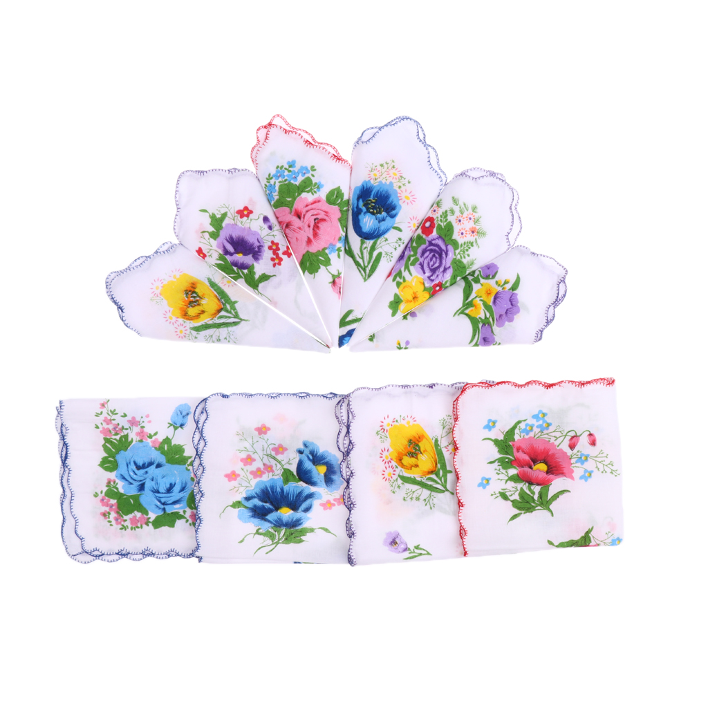 10pc vintage flor lenço quadrado hankies feminino crianças presente