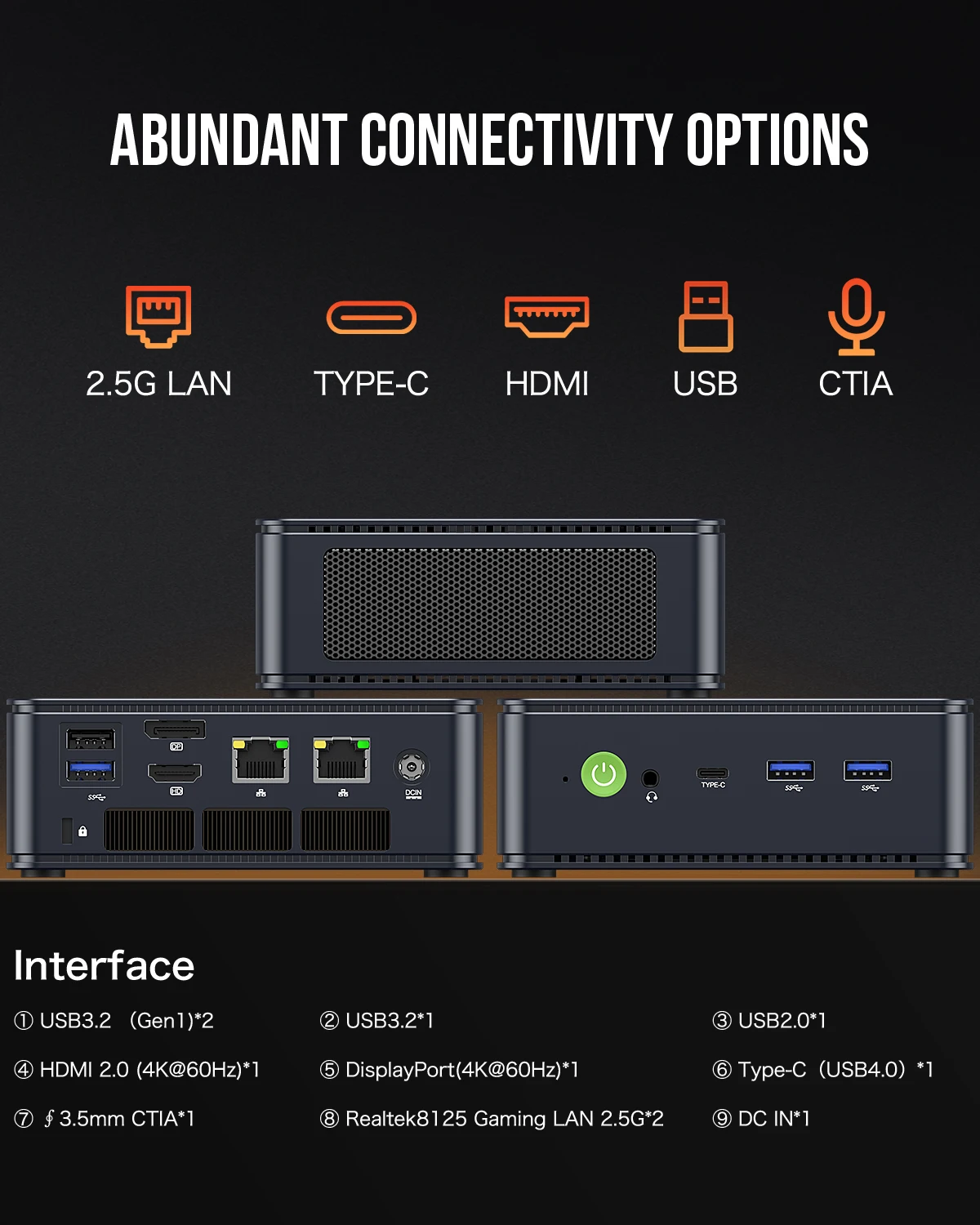 GMKtec มินิพีซี M6 AMD Ryzen5 6600H NUCBOX AMD Radeon ™   660M หน้าต่าง 11 Pro WIFI 6E USBC 4.0