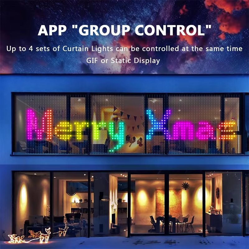 Smart LED RGB Curtain Lights USB App Control String  Music Sync DIY Pattern and Text Programmable Fairy Lights for Christmas