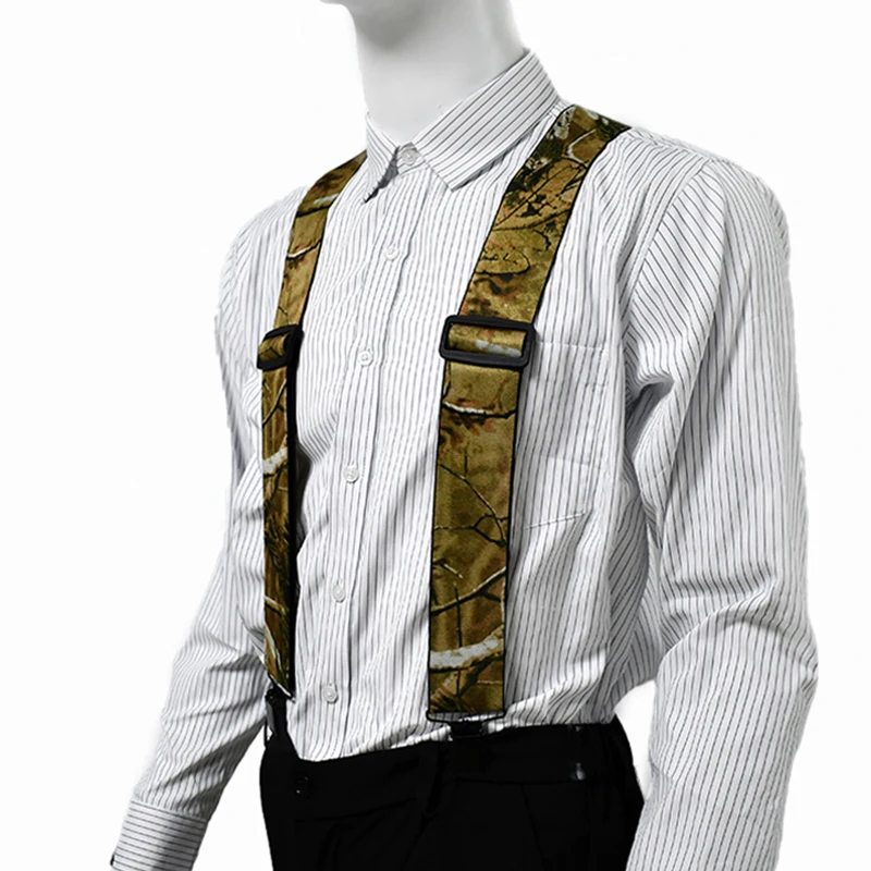 1Pc 5cm Camouflage Adults Men's Suspenders for Pants Wide Elastic Braces X-Type 4 Clips Adjust Strap Harness Mens Accessories