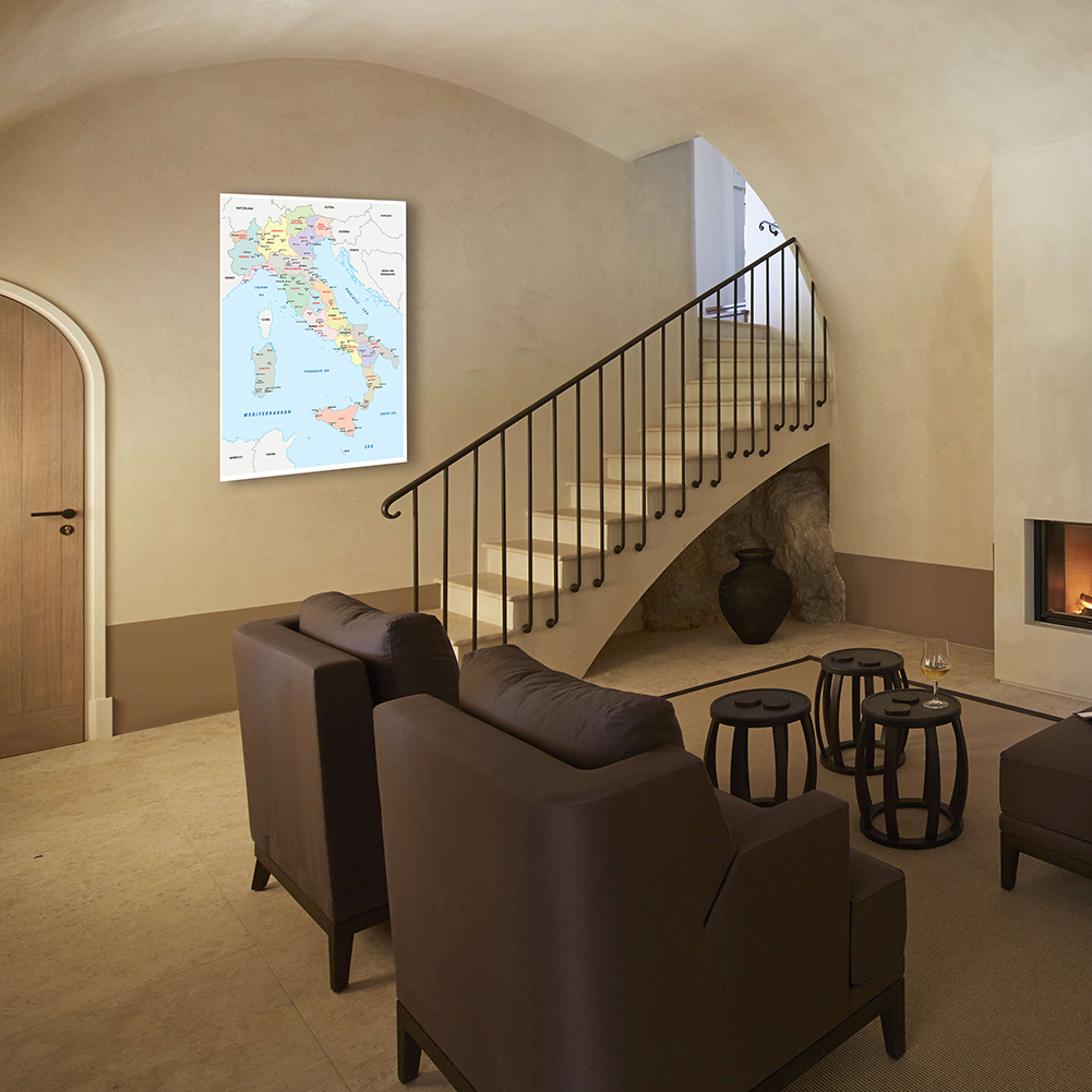 Italië Kaart In Italiaans Grote Muurposter Niet-Geweven Canvas Schilderij Klaslokaal Huisdecoratie Schoolbenodigdheden 100*150 Cm