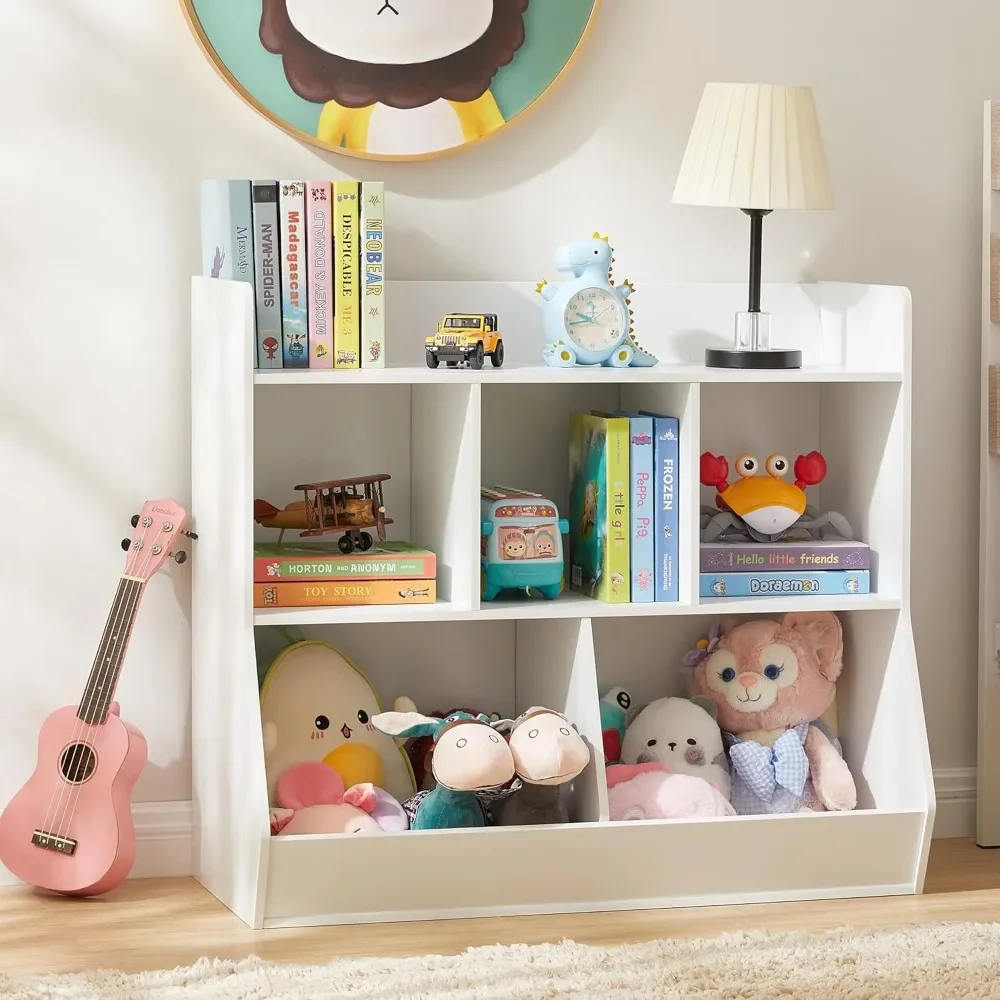 Toy Storage Organizer with Bookshelf, Cubby Children's Toy Shelf, Toy Storage Cabinet, Suitable for Children's Room, Playroom