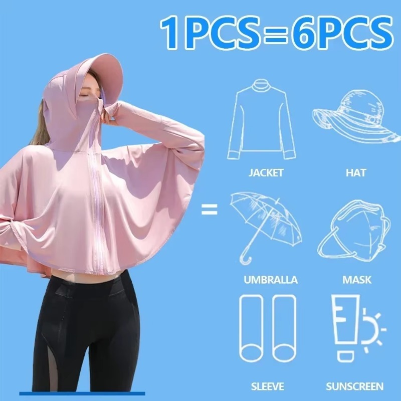 UPF 50+ Sudadera con capucha de protección solar para mujer, Color sólido, seda fina de hielo, protección UV de verano, chaqueta de manga larga, camisa transpirable, ropa