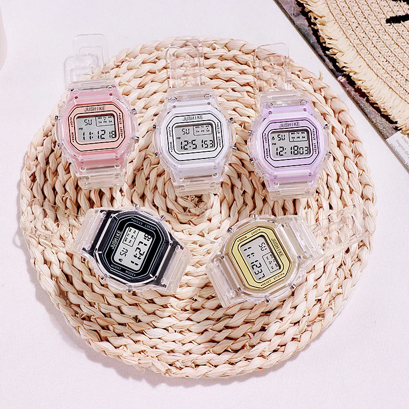 กีฬานาฬิกาอิเล็กทรอนิกส์ผู้ชายและผู้หญิง Square Junior High School High School นักเรียน LED สีขาวนาฬิกาดิจิตอล