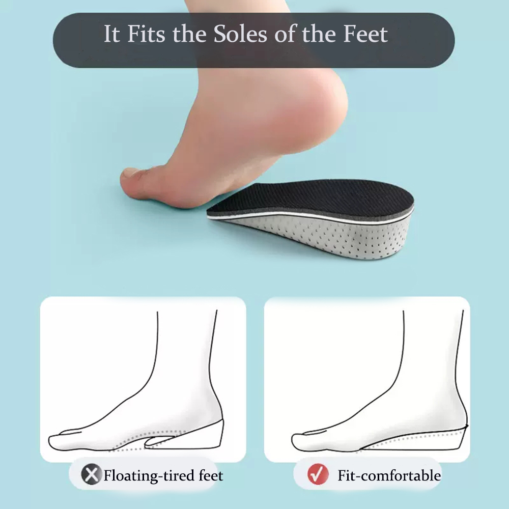 Plantillas de espuma viscoelástica de 2-4cm para zapatos Plantillas de aumento de altura para hombres Plantillas transpirables absorbentes de sudor para accesorios de carrera de pies