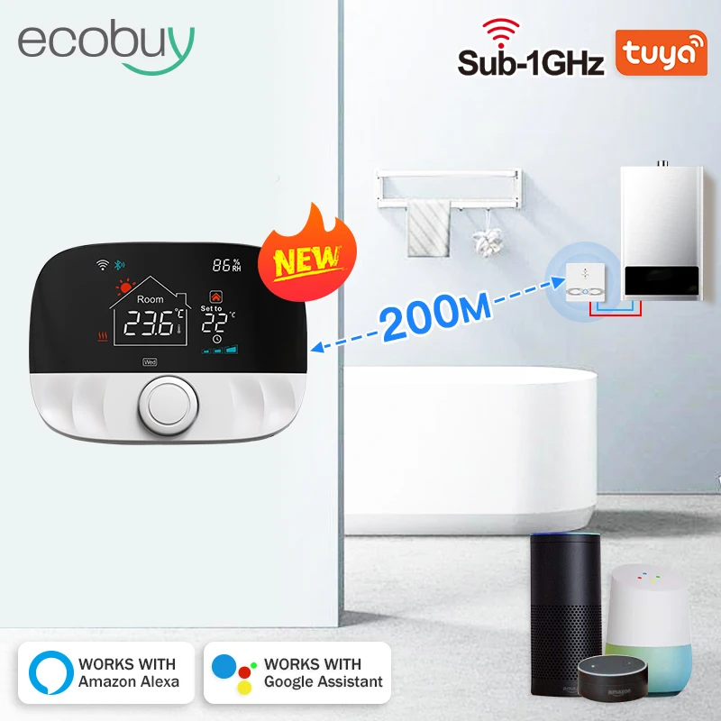 Tuya WiFi Thermostat ไร้สายเครื่องทําความร้อนชั้นน้ําหม้อต้มแก๊สห้อง Tuya สมาร์ทเทอร์โมคอนโทรลเลอร์อุณหภูมิ Alexa Google Home