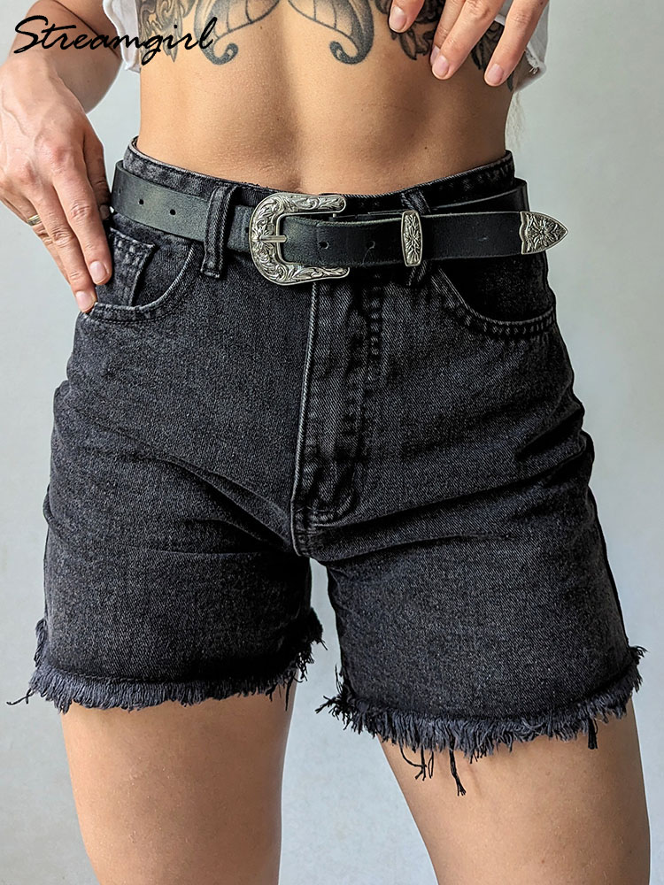 Streamgirl, pantalones cortos vaqueros azules para mujer, pantalones cortos vaqueros holgados informales elegantes de cintura alta para verano 2024, pantalones cortos vaqueros para mujer