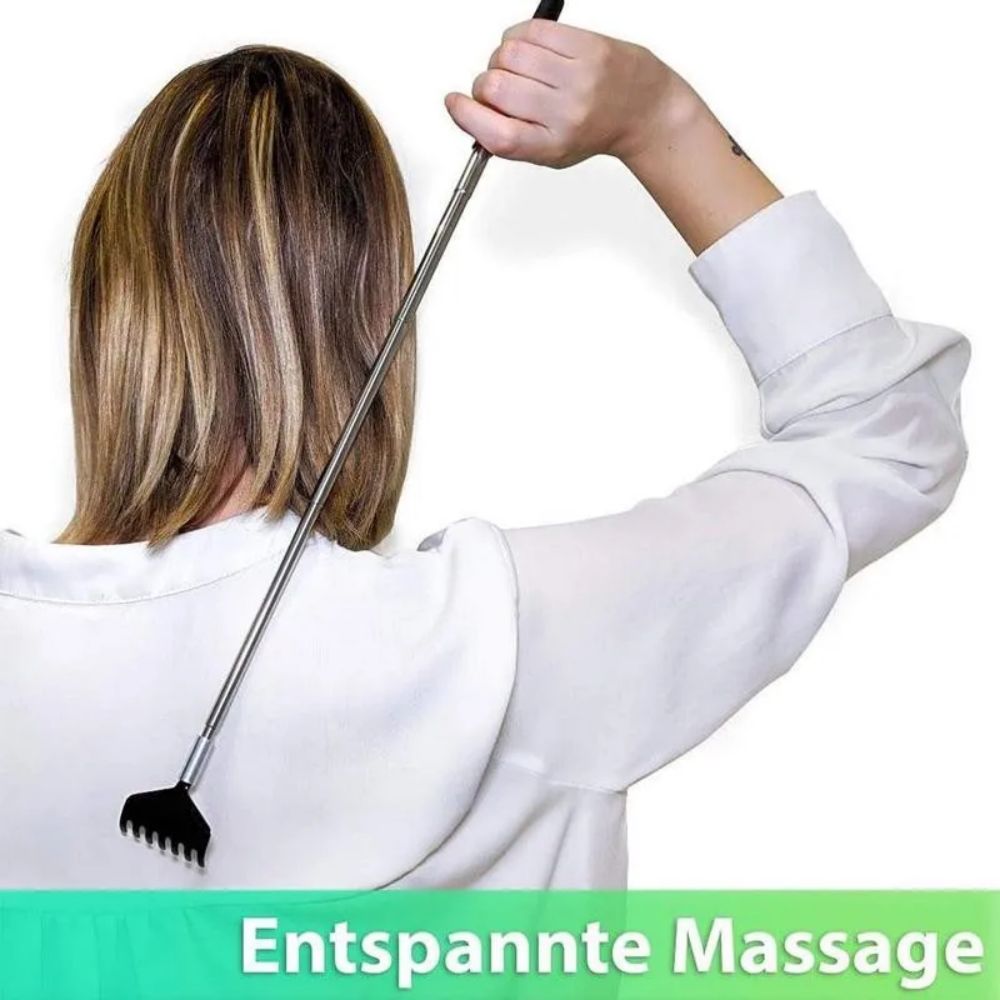 Arranhador telescópico para as costas, massageador, ferramenta de aço inoxidável de metal com bolsa de transporte