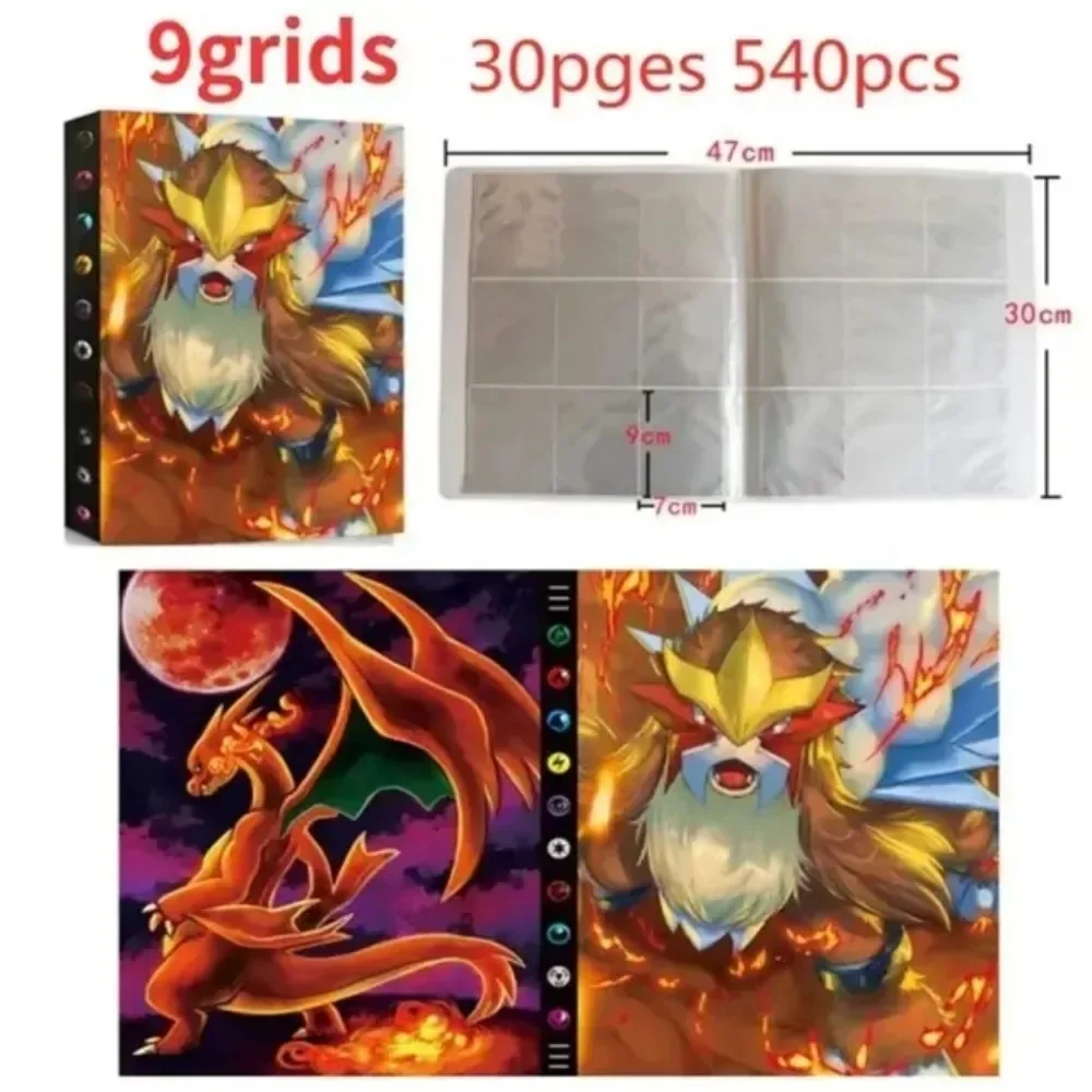 การ์ตูน 9 กระเป๋า 540 การ์ด Pokemon หนังสืออะนิเมะแผนที่เกม Pokémon การ์ด PIKACHU คอลเลกชันการ์ดเด็กของขวัญวันเกิด