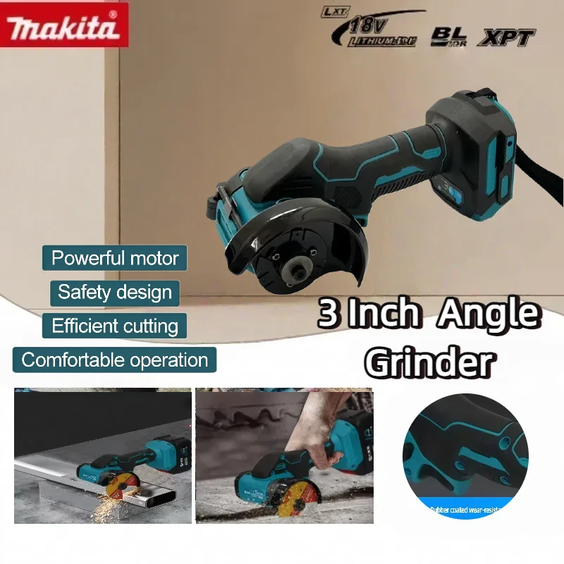 New Makita 3 Inch Brushed Mini Angle Grinder 76Mm Electric Compact Cut Off Tool For 18V Battery