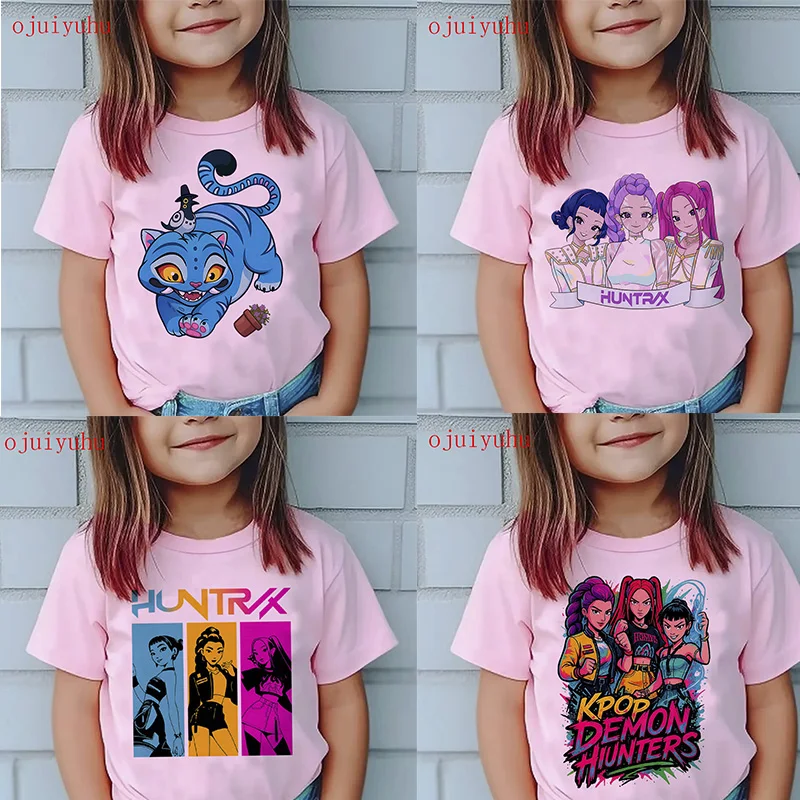2025 Hot Sale Movie Fans Tshirt Children Kids T-shirt KPop Demon Hunters KPop Demon Hunters Clothes Boys Girls Tee Top Unisex