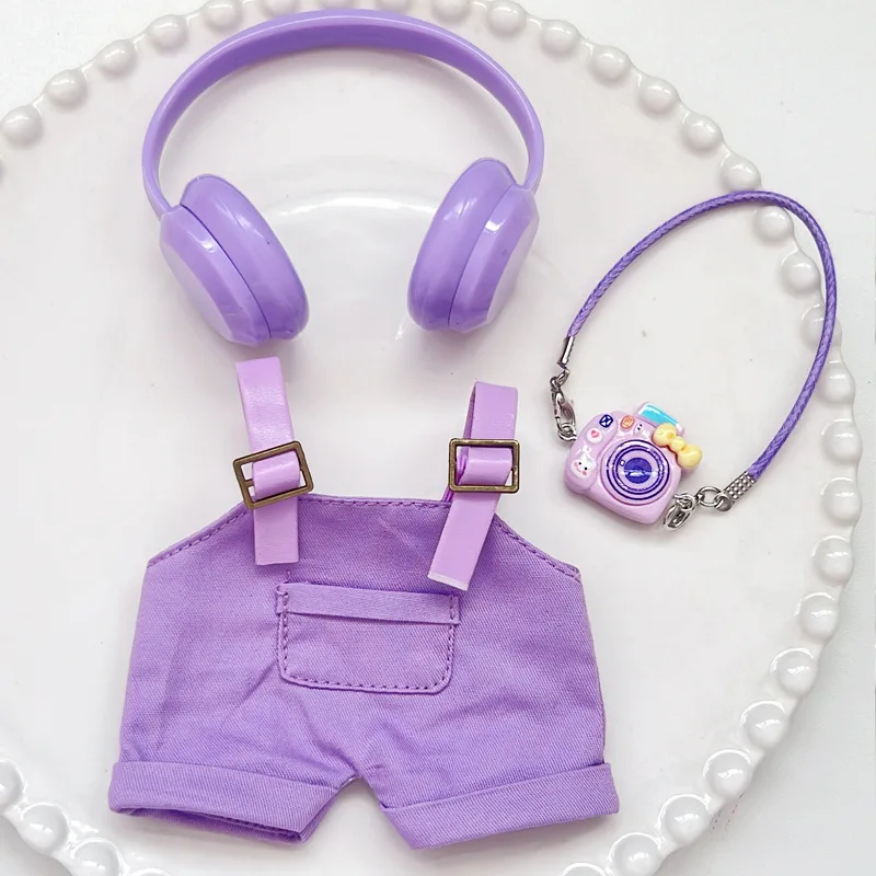 For Labubus Mini Doll luxury clothes suspender pants hat set Labubu Sitting Party Bow headband dress Outfit clothing accessorie
