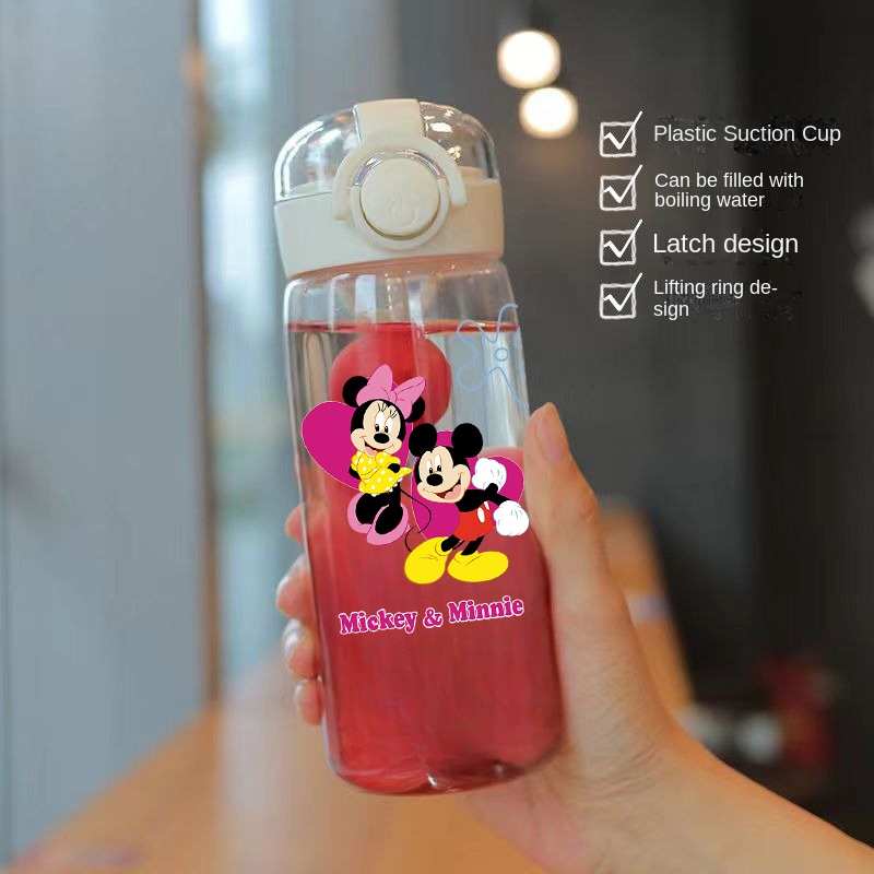 Disney Mickey Mouse คู่การ์ตูนถ้วยฟางนักเรียนชายและหญิง DROP-Resistant ฤดูร้อนใหม่แก้วน้ําดูดีแบบพกพา