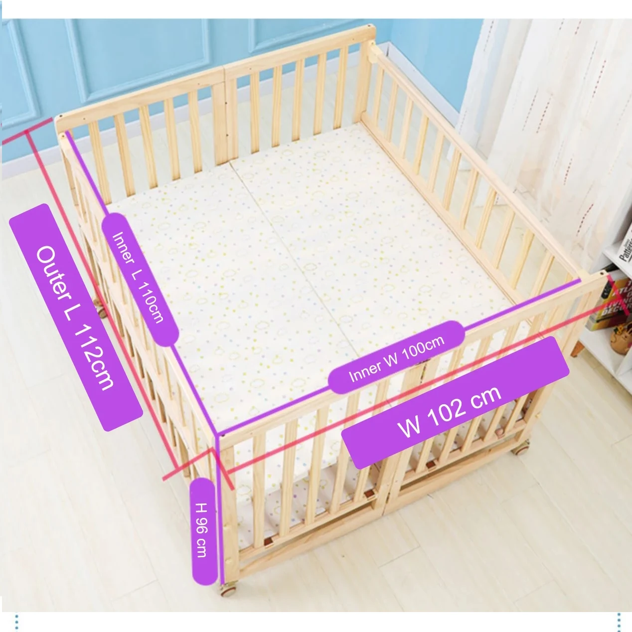 ฝาแฝด Crib ยุงสุทธิ,คู่เด็ก Cot สามารถ Joint ผู้ใหญ่เตียง