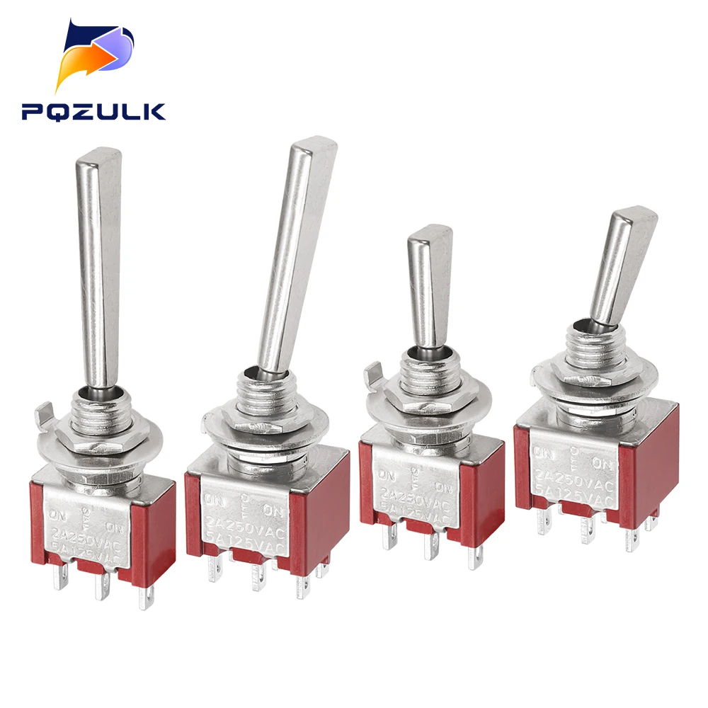 Mini Toggle Switch 3 Position 2 Position ON OFF ON DPDT SPST DPST 6A 125VAC 3A 250VAC Latching Flat Handle for Car Truck