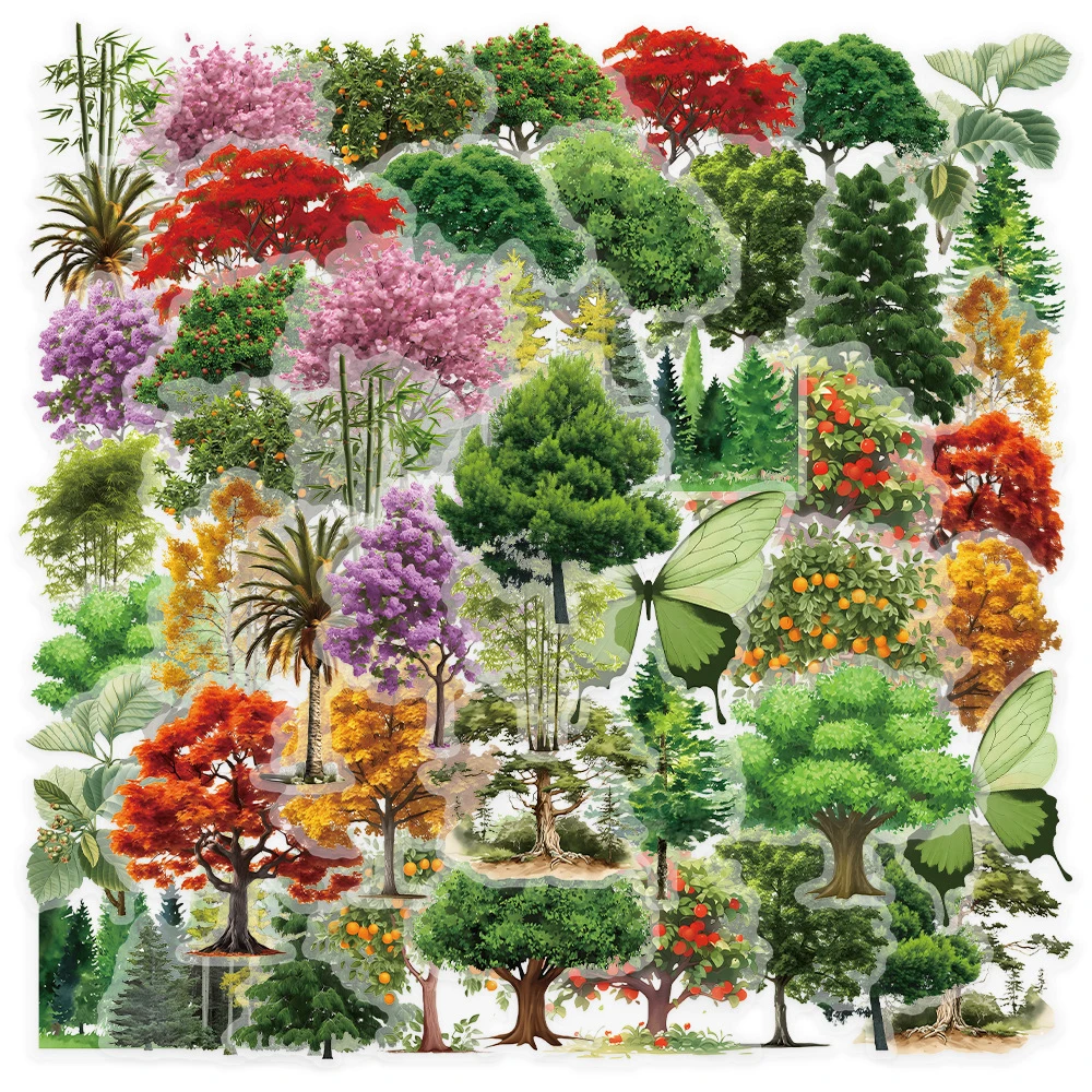 10/30/50 pezzi simpatico cartone animato trasparente foresta adesivi segreti foresta naturale pianta paesaggio decalcomania adesivo decorazione telefono portatile