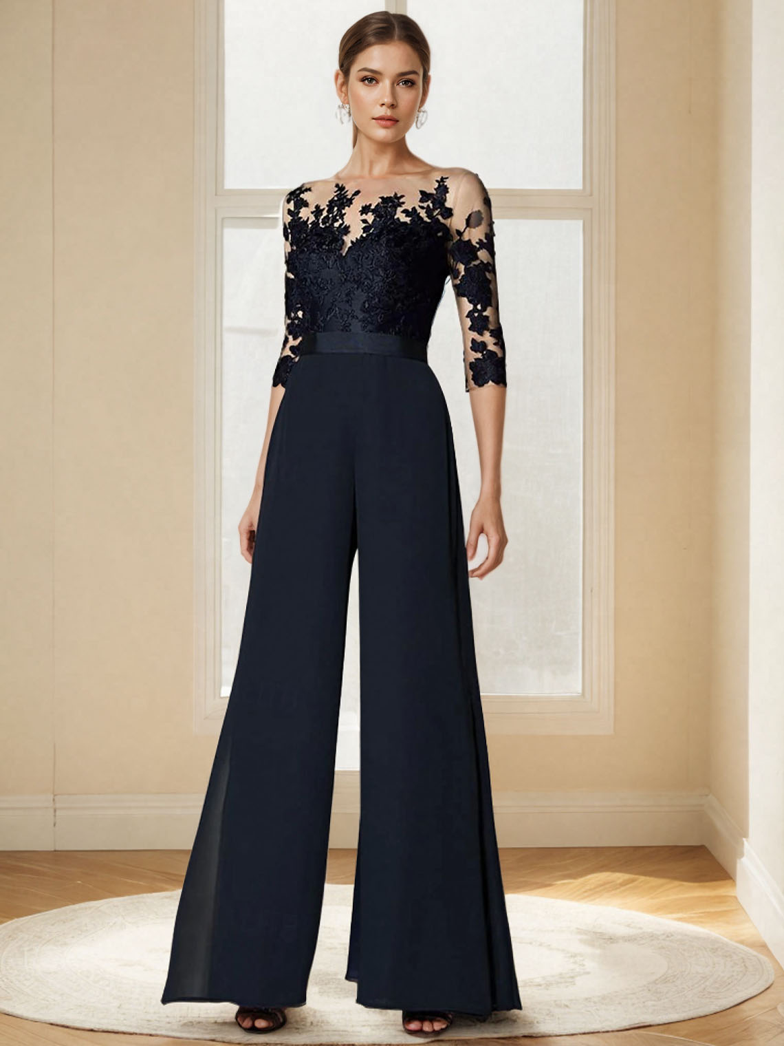 Macacão/terno-calça mãe da noiva vestido formal convidado de casamento elegante festa chiffon renda com apliques 2025 personalizado grátis