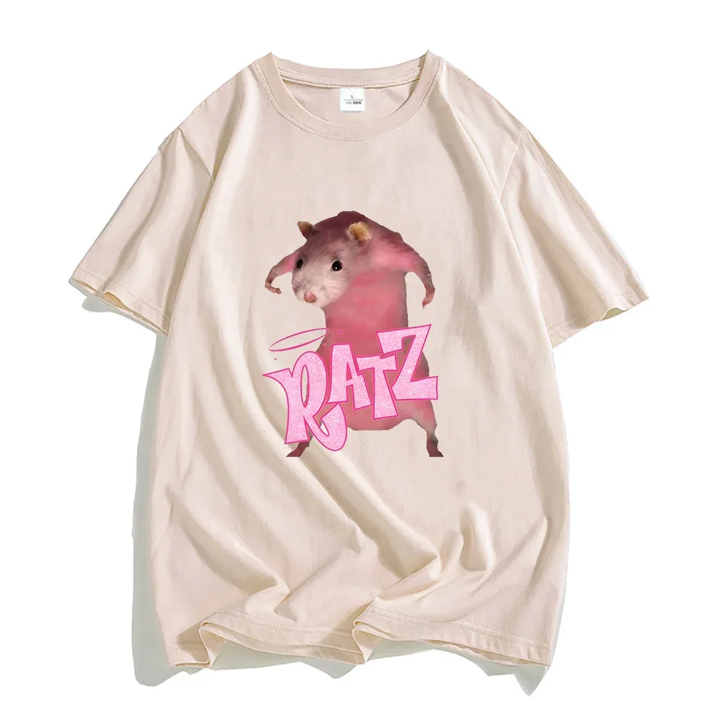 Ratz เสื้อยืดแขนลำลองขาสั้นพิมพ์ลายการ์ตูนหนูเสื้อยืดลำลองคอกลมน่ารักสำหรับผู้ชายเสื้อนุ่มๆสำหรับฤดูร้อน