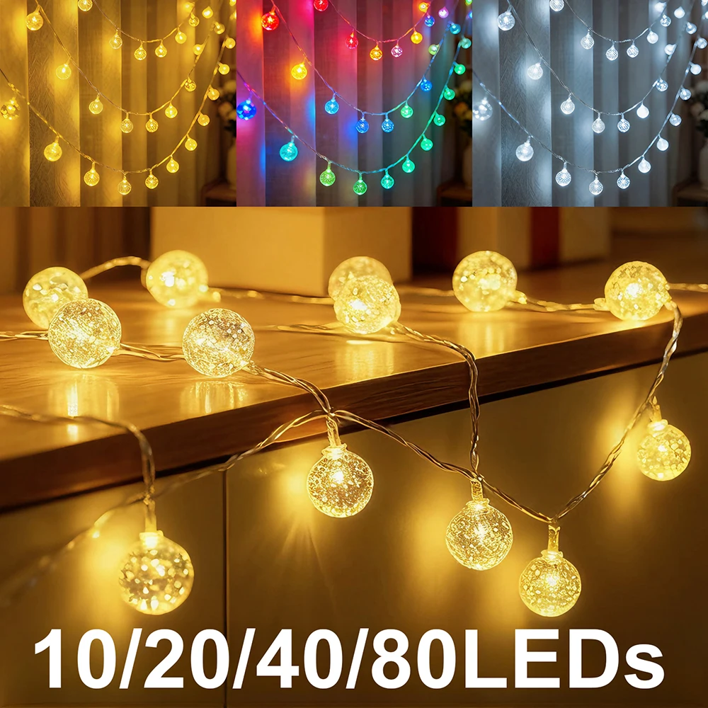 5V 1.5m 3m 6m10m Bubble Ball LED String Fairy Light USB/Battery Powered Warm White/RGB Wedding Christmas Party Home Decoration