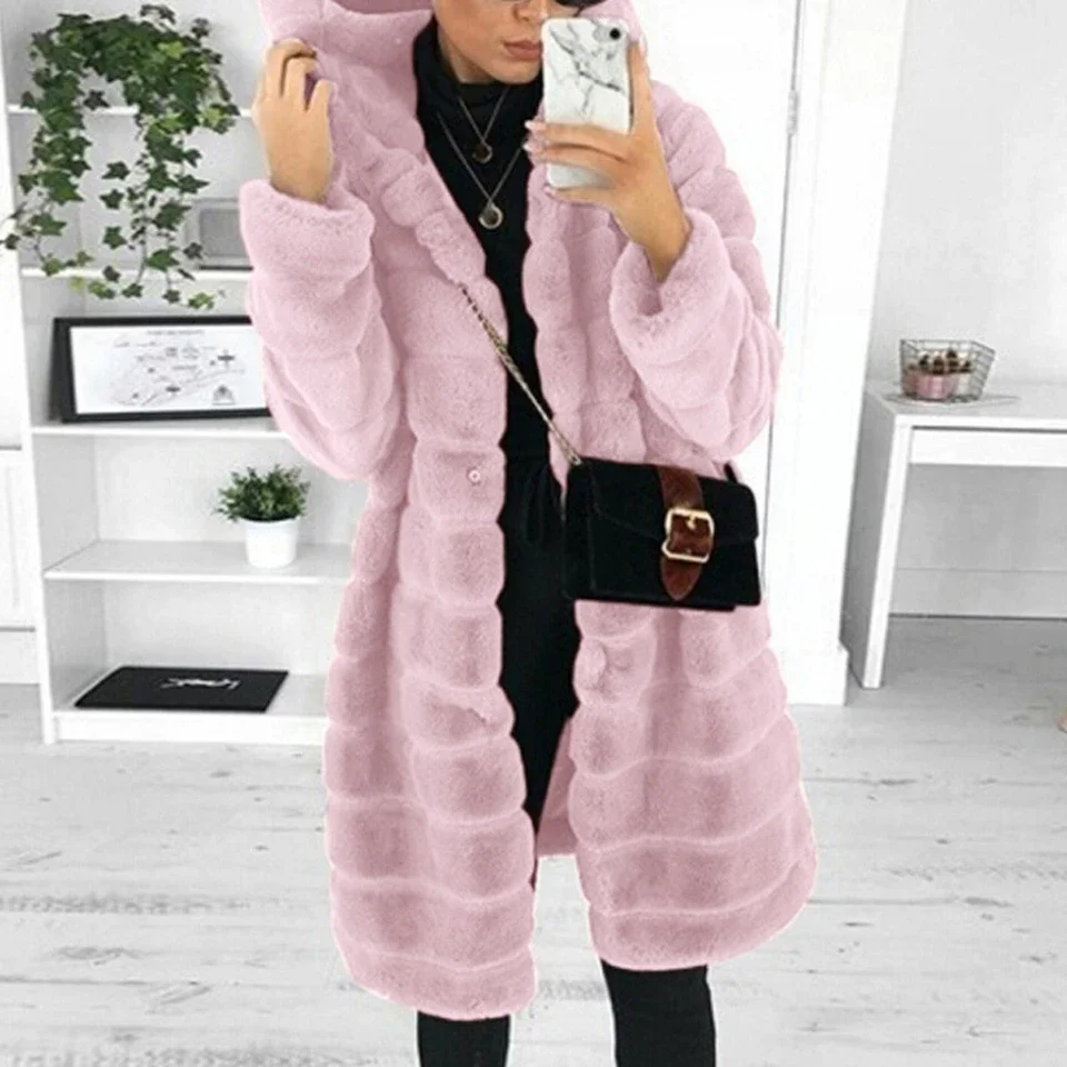 Manteau en fausse fourrure de vison pour femme, ample, transfrontalier, polyvalent, épais, à capuche, nouvelle collection automne hiver 2023