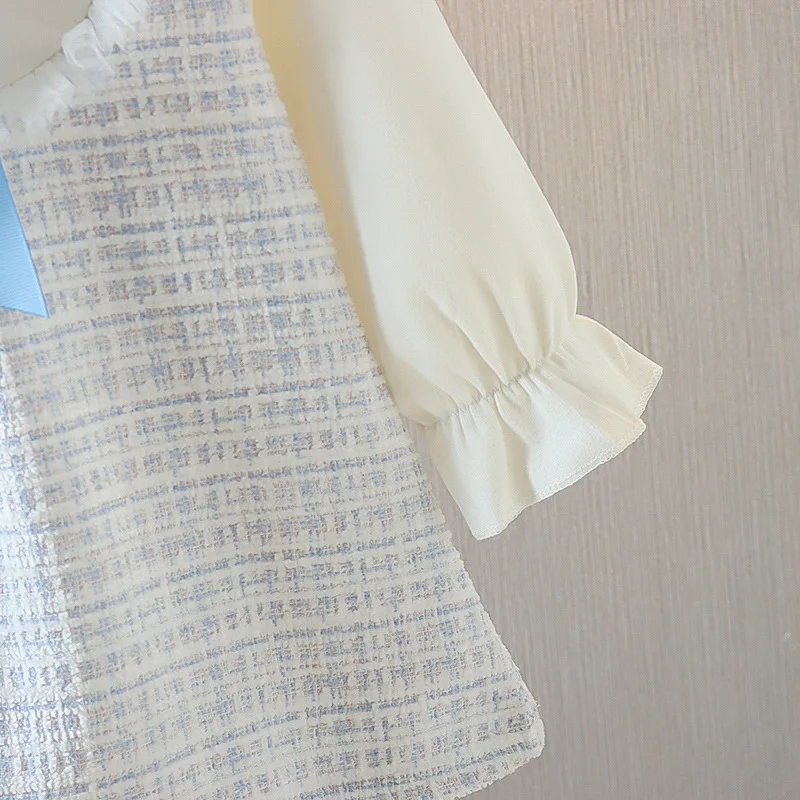 Mädchen Langarm Rock niedlich lose Kleid Oberbekleidung Frühling neue koreanische Stil Kleidung Kinder lässig Mode Rundhals Schleife Rock
