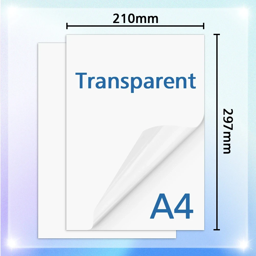 10 pezzi di carta adesiva in vinile stampabile trasparente impermeabile A4 al 100% trasparente per stampante a getto d'inchiostro carta da copia per etichette in vinile trasparente