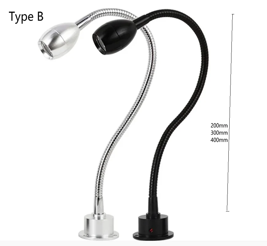 3W DC12V 110V 265V Flexible Gooseneck LED Wall Reading Light Mounted Bedside Lamp With Switch For Bedroom Workbench Hotel