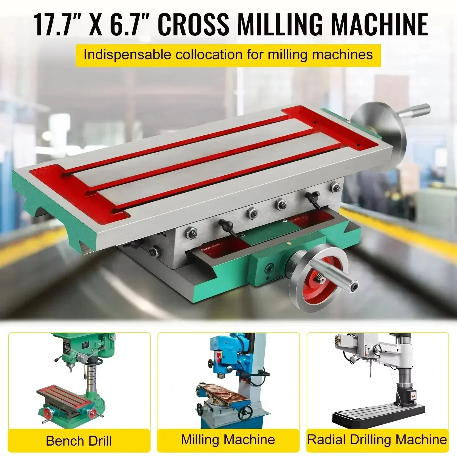 Tavolo da lavoro per fresatrice multifunzione composta SIHAO Tavolo da lavoro per banco scorrevole a 2 assi con morsa per trapano Maniglia regolabile Workbech