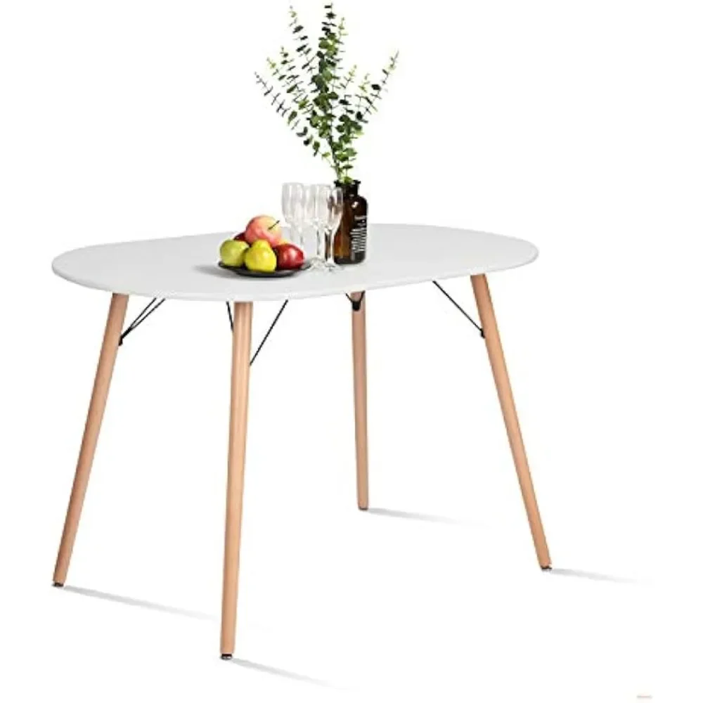 Minimalistischer 47,2" moderner weißer einfacher Couchtisch, Küchen-Esstisch für Zuhause, Büro, Küche, Wohnzimmer, Bistro, Café