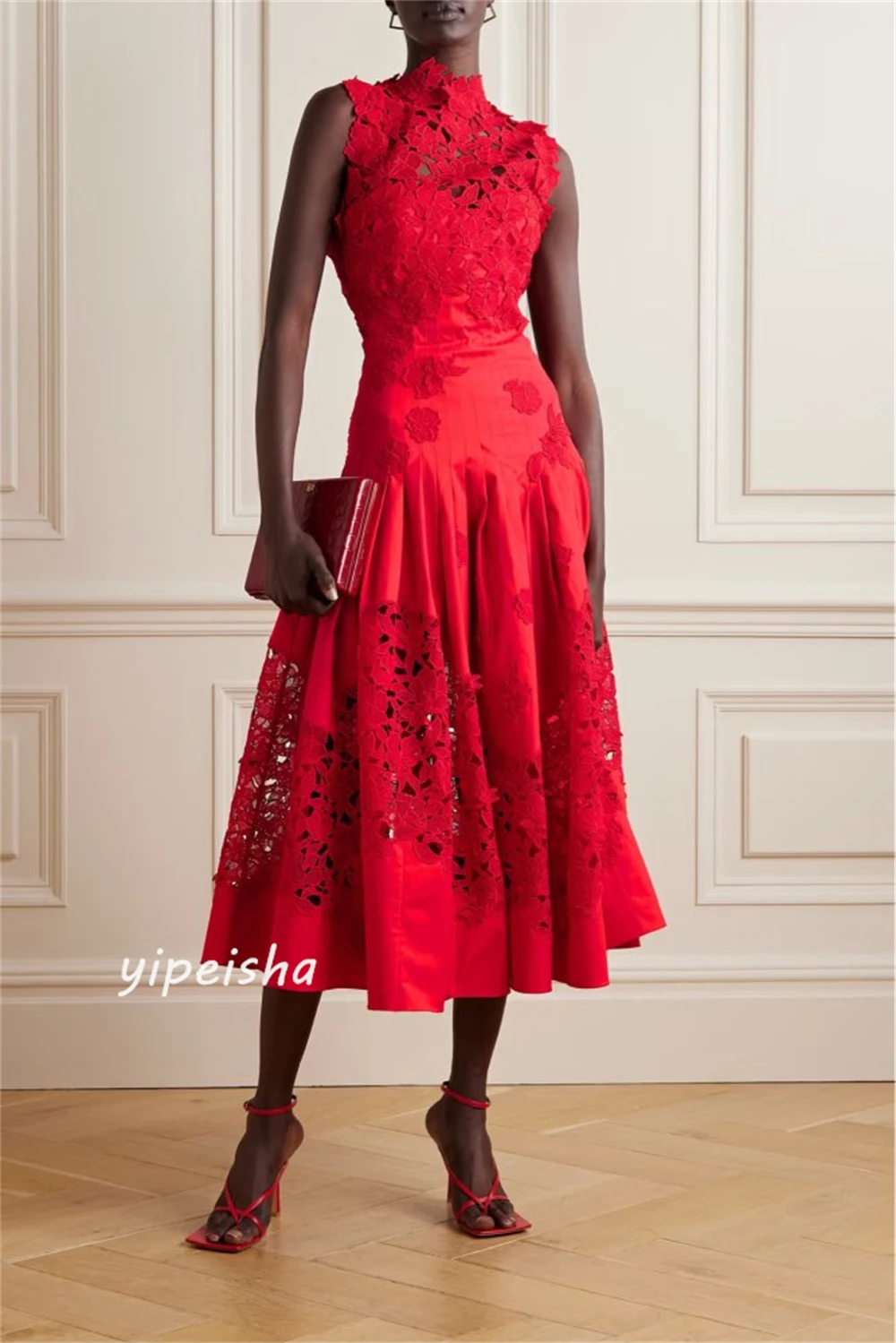 ที่กําหนดเองชุดราตรี JERSEY รูปแบบ Sequined Ruched วันเกิด A-Line คอ Bespoke โอกาสชุด MIDI ชุด