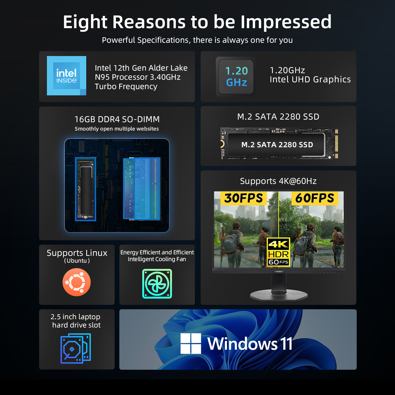 BMAX B4 Mini PC Windows 11 PC Intel N95 16GB 512GB SSD 2 * HDMI 2 * USB 2.0 2 * USB 3.0 Admite gráficos Intel UHD 4K @ 60Hz