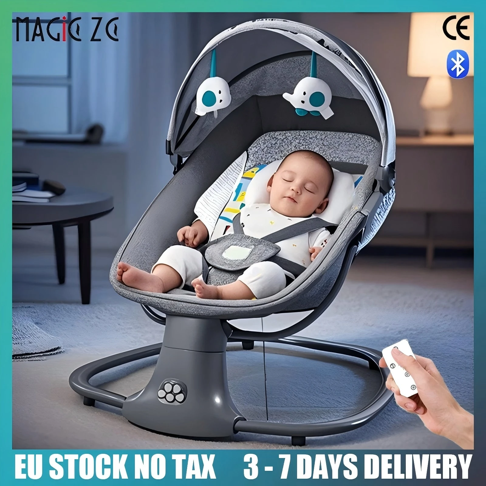 Berço elétrico para bebês, bluetooth, com mosquiteiro, música bluetooth, cadeira de balanço multifuncional, berço para recém-nascidos 2024