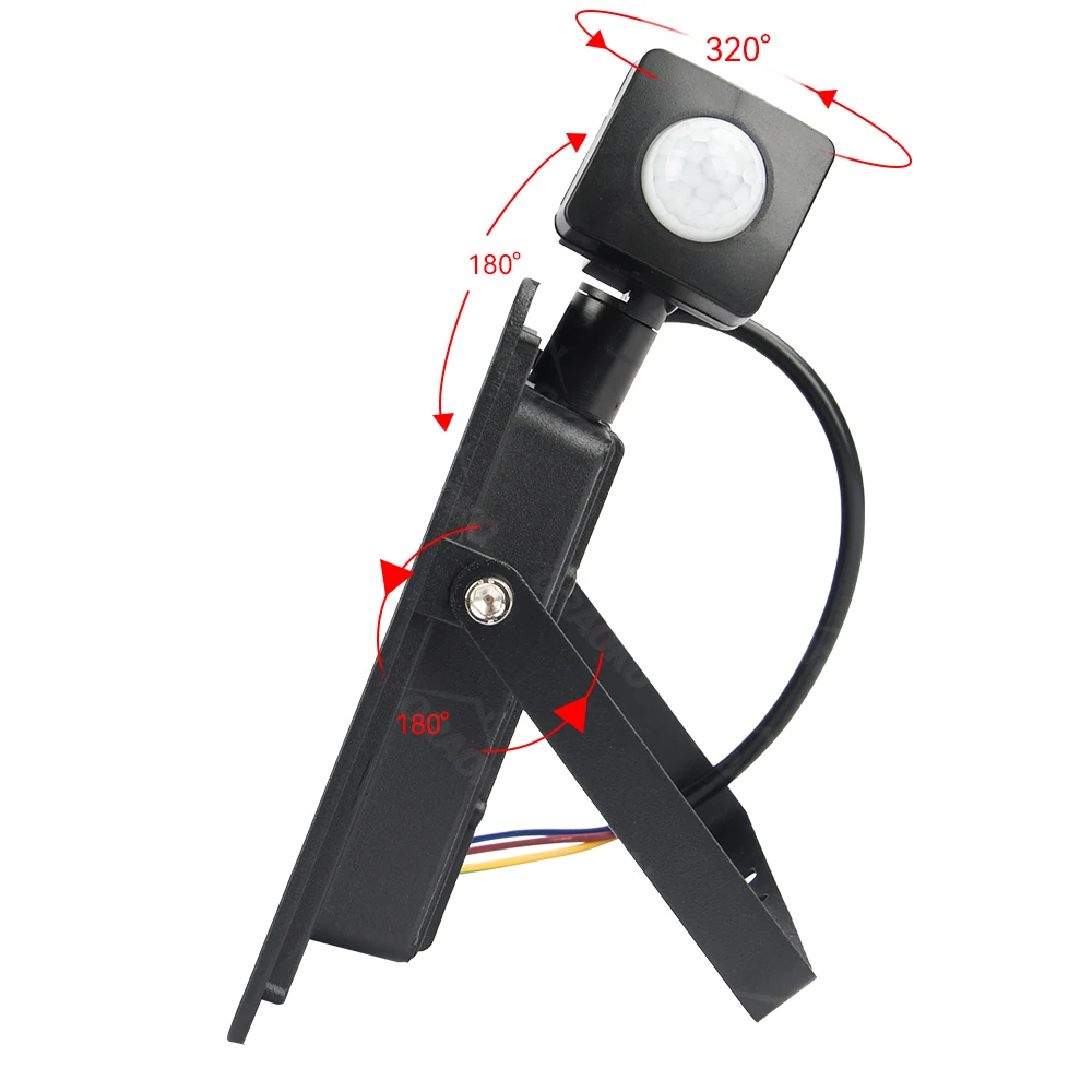 Proiettore a LED Sensore di movimento PIR Bianco/Bianco caldo IP66 AC220V Proiettore esterno Faretto SMD2835 Lampada da terra per illuminazione esterna