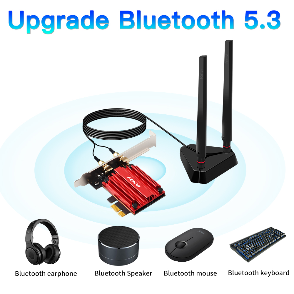 FENVI Wi-Fi 6E 5374Mbps AX210 para Bluetooth5.3 802.11AX 2,4G/5G/6Ghz adaptador PCIE inalámbrico red tarjeta WiFi soporte PC Win10/11