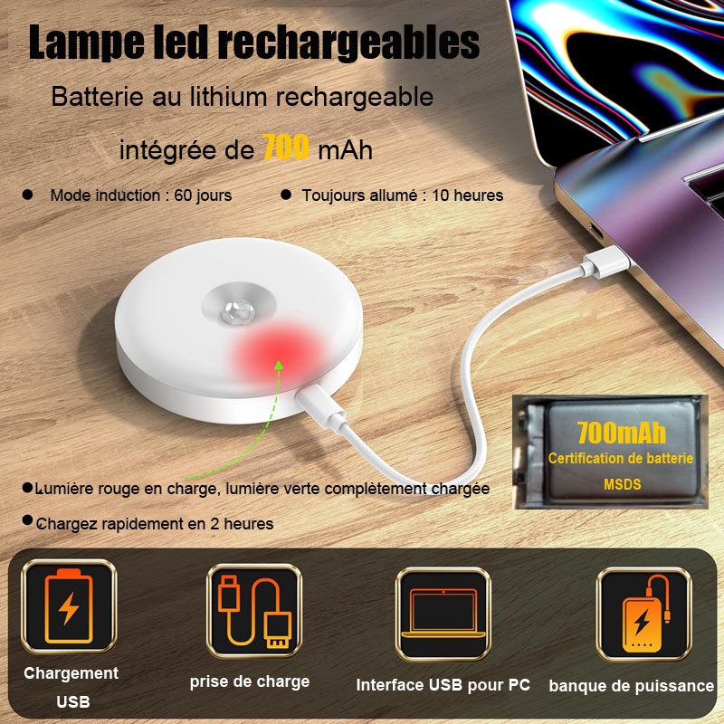 Xiaomi veilleuse LED avec capteur de mouvement PIR Rechargeable USB armoires de cuisine lampe de nuit pour la décoration de la chambre
