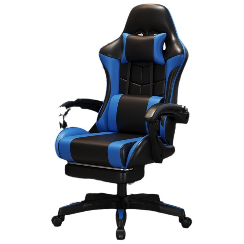 Gaming Chair For Video Game Or Office With Lumbar And Cervical Cushion Ergonomic Adjustable In Height And Reclining Adjustable