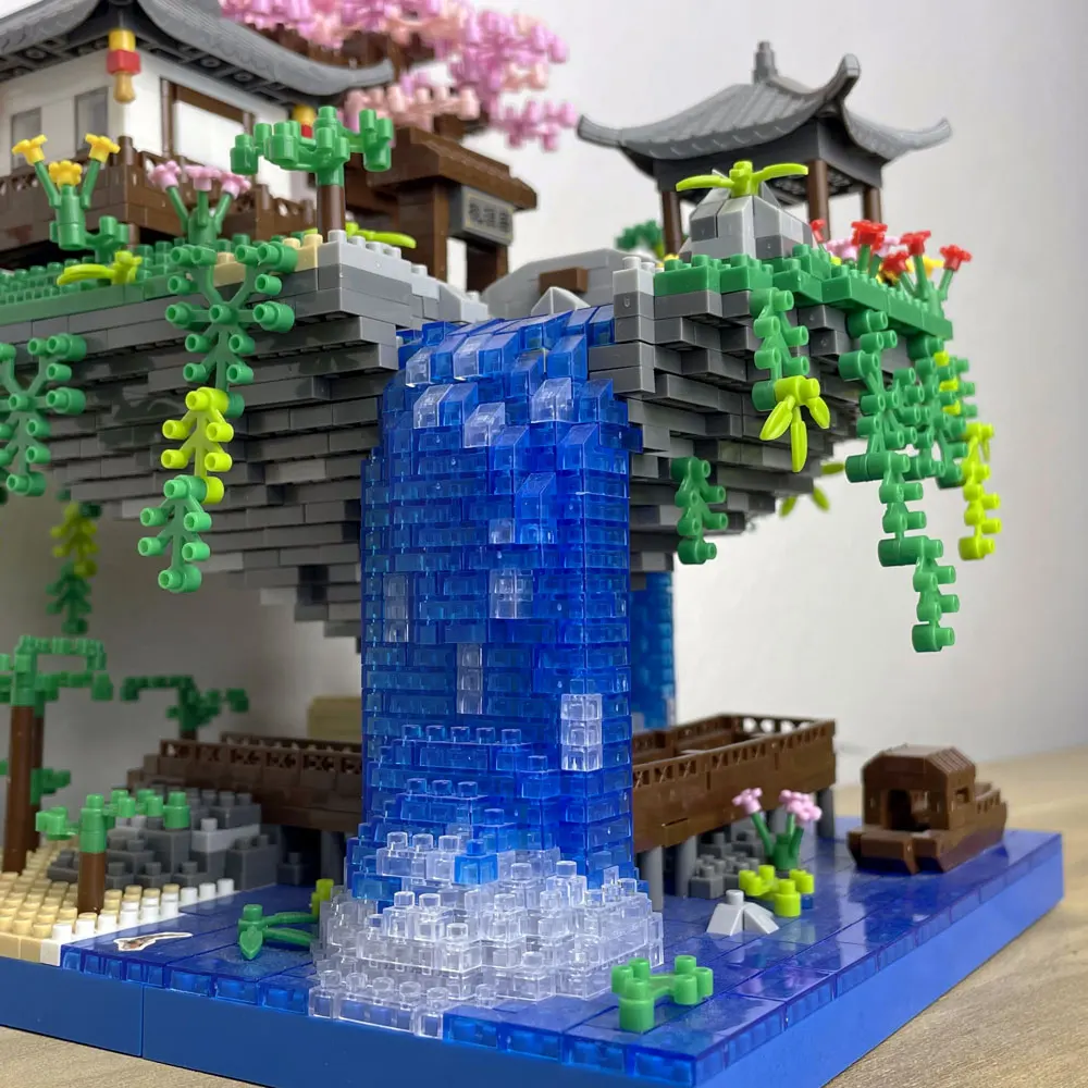 Taohuatan Lake Thema Micro Bakstenen Bouwstenen Set, Volwassen Creatief Speelgoed, Unieke Chinese Landschapsmodel Bakstenen Met Led Licht