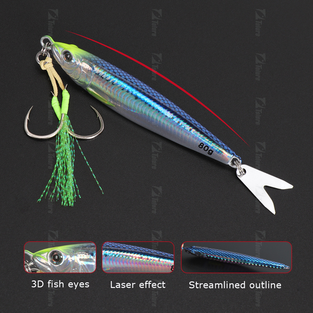 TOLU 2024 NEW 3D Printed Fast Sinking Metal Jig Lure 20g 30g 40g 60g 80g Saltwater Shore Casting Fishing Lure Vertical Metal Jig